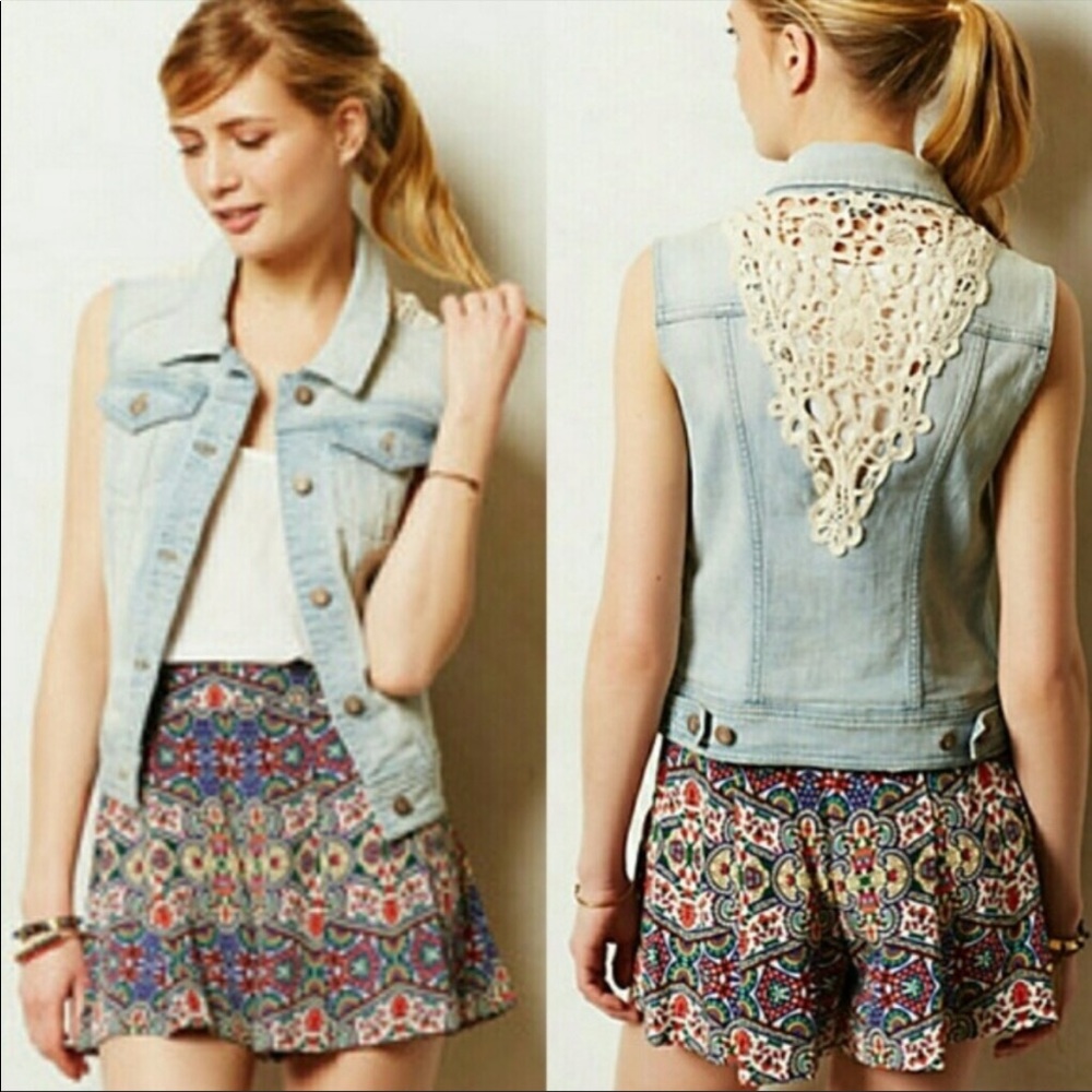 FLASH SALE!! Anthropologie Pilcro lace denim vest